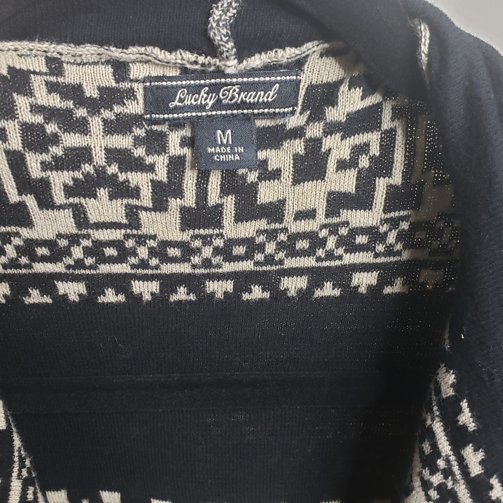 Lucky brand black tan cardigan Aztec, Boho, Indie Western Womans size medium - Picture 7 of 8